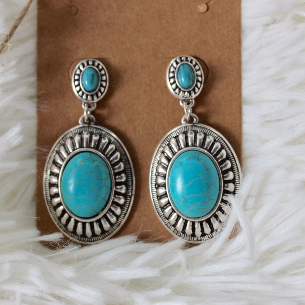 Turquoise Concho Drop Earrings (smaller)